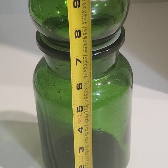 A Pothecary Jar Emerald Green Mid-Centry-Made in Belgium Bubble Top - Picture 8 of 8